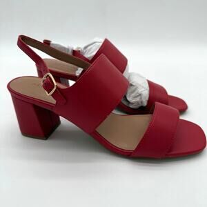Aerosoles Emmex Block Heel Comfort Dress Red Faux Leather Sandals Elegant NWB 9
